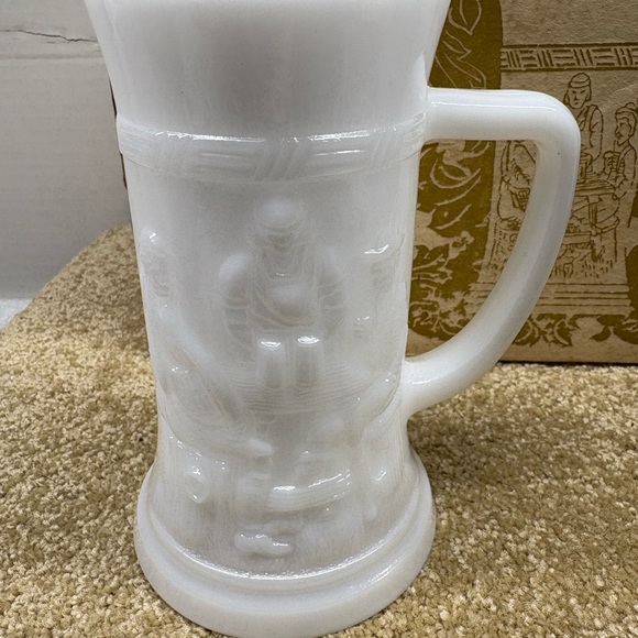 Federal Set Of 4 Milk Glass Beer Steins In Original Box MCM Made In The USA Bar - Picture 3 of 5